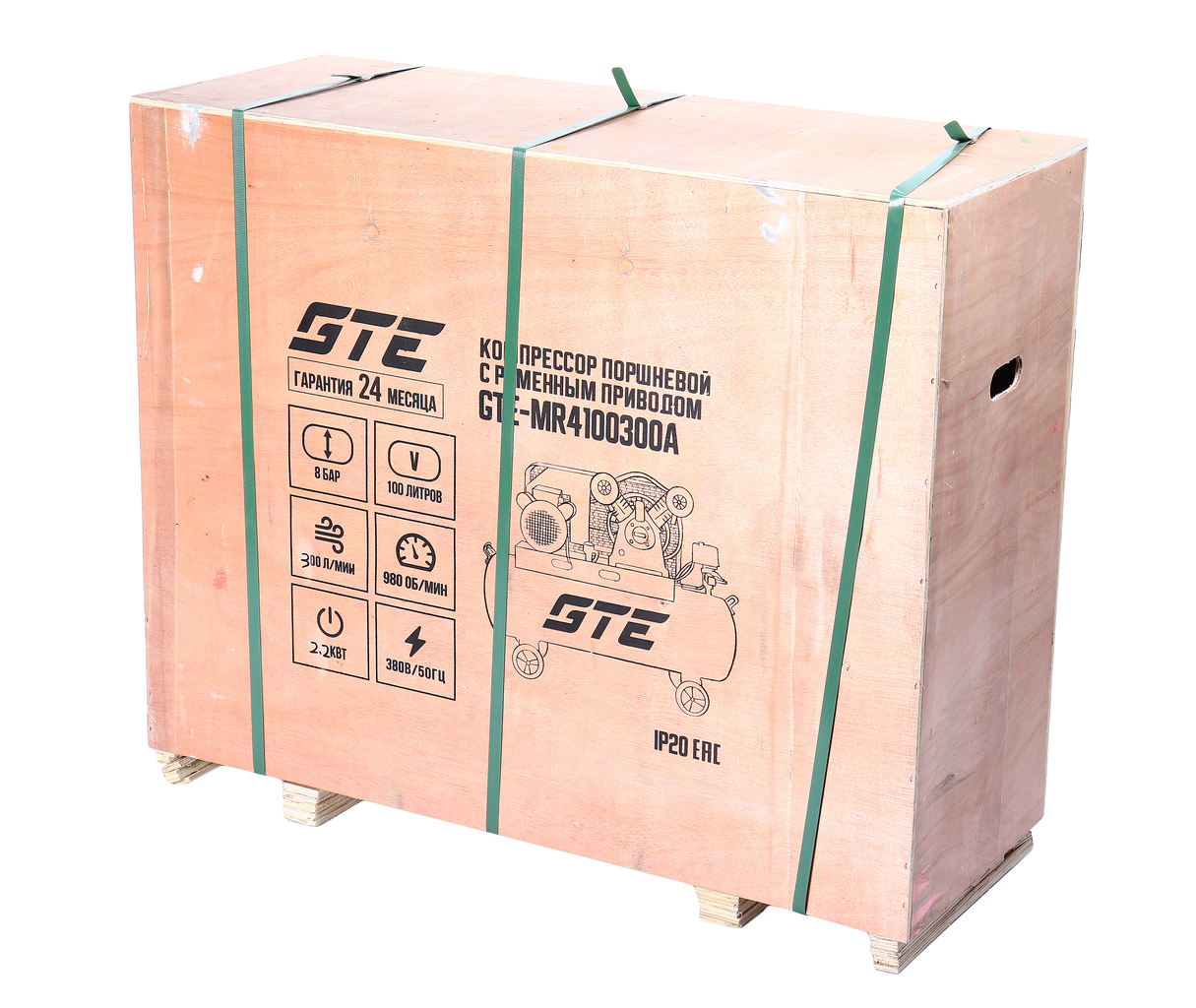 GTE-MR4100300A Компрессор поршневой с ременным приводом 380В
